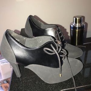 Black High Heel Oxford Shoes Boots 6W
